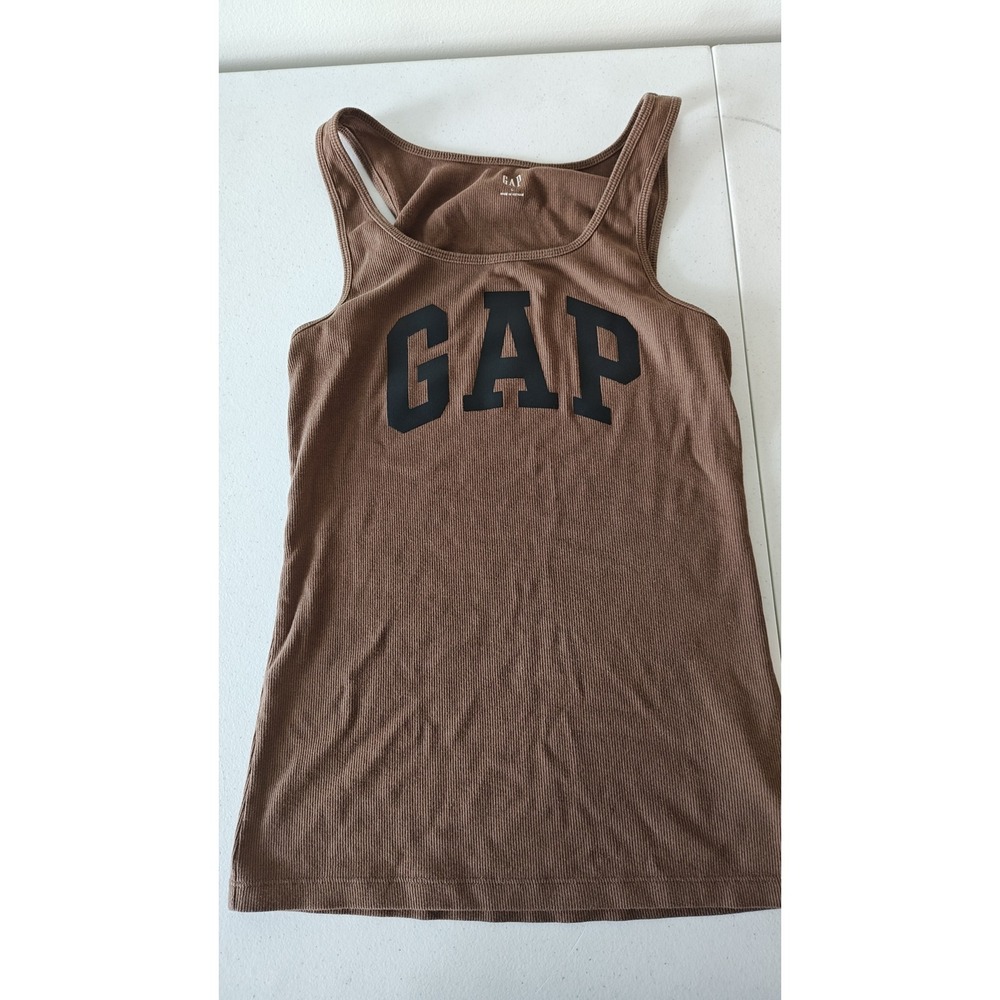 Women Gap Tank Top Shirt Brown Ribbed Size Large
